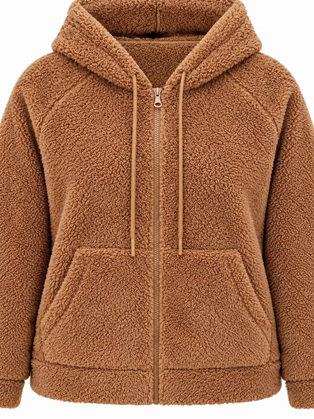 Drawstring Sherpa Zip-Up Hoodie, image 9