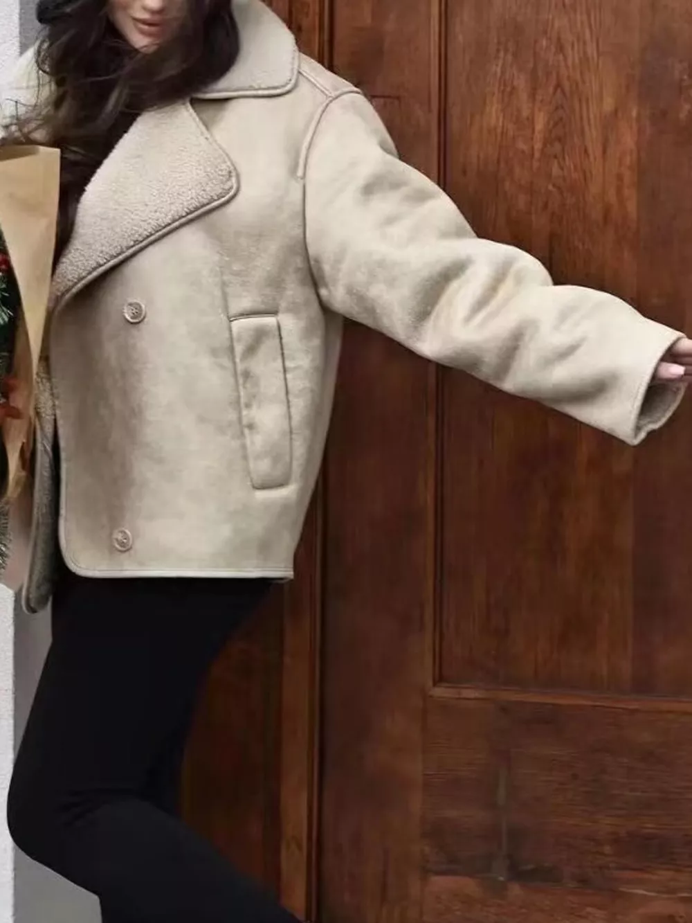 Sherpa Collar Dropped Shoulder Jacket, image 8