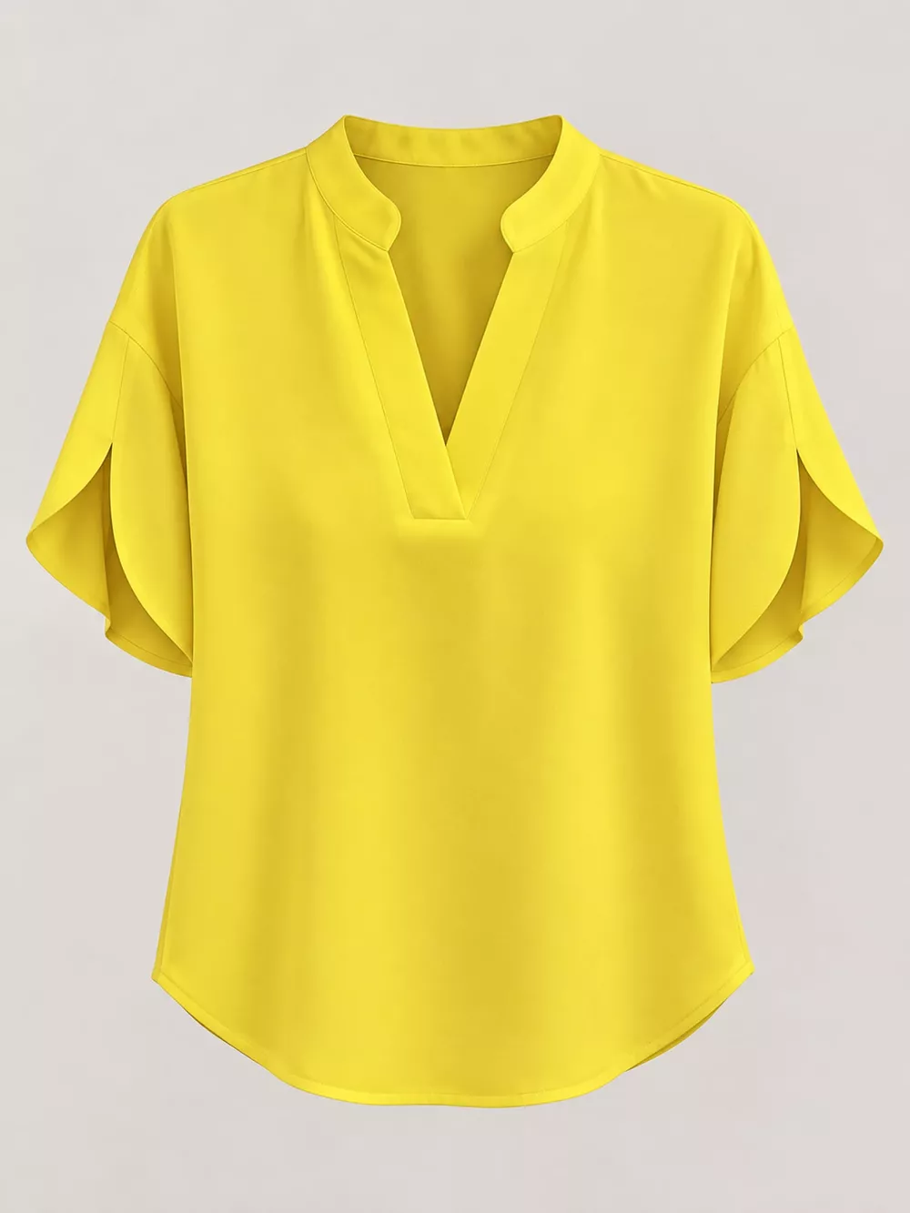 Notched Slit Short Sleeve Blouse, image 29