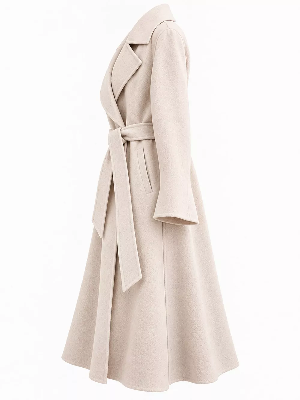 Longline Wool Coat with Waist-Defining Belt, image 23