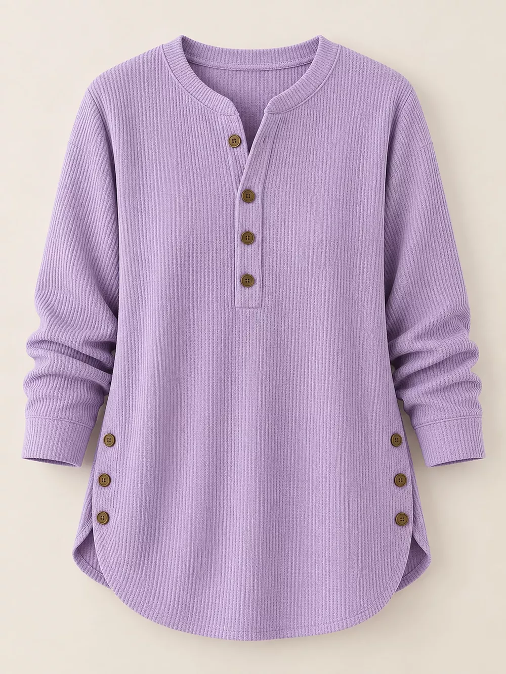Full Size Button Detail Long Sleeve Top Plus Size, image 46