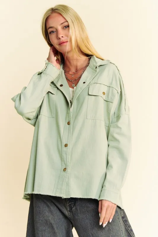 Multi Color Rock & Roll Fringed Hem Loose Fit Shacket, image 3
