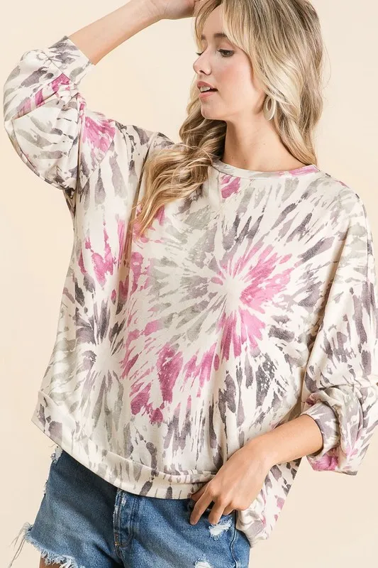 Tie Dye Print Terry Pull Over, image 4