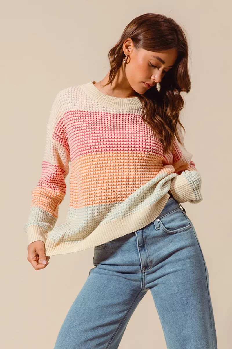 Multi Color Block Long Sleeve Sweater, image 4