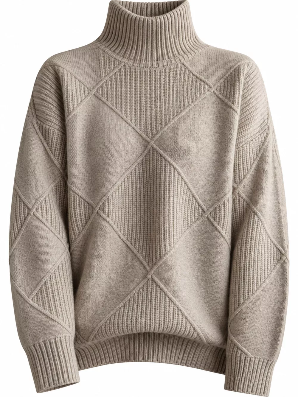 Full Size Diamond Pattern Turtleneck Sweater Plus Size, image 13