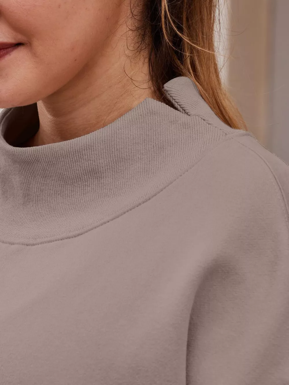 Oversized Mock Neck Long Sleeve Sweatshirt, image 28