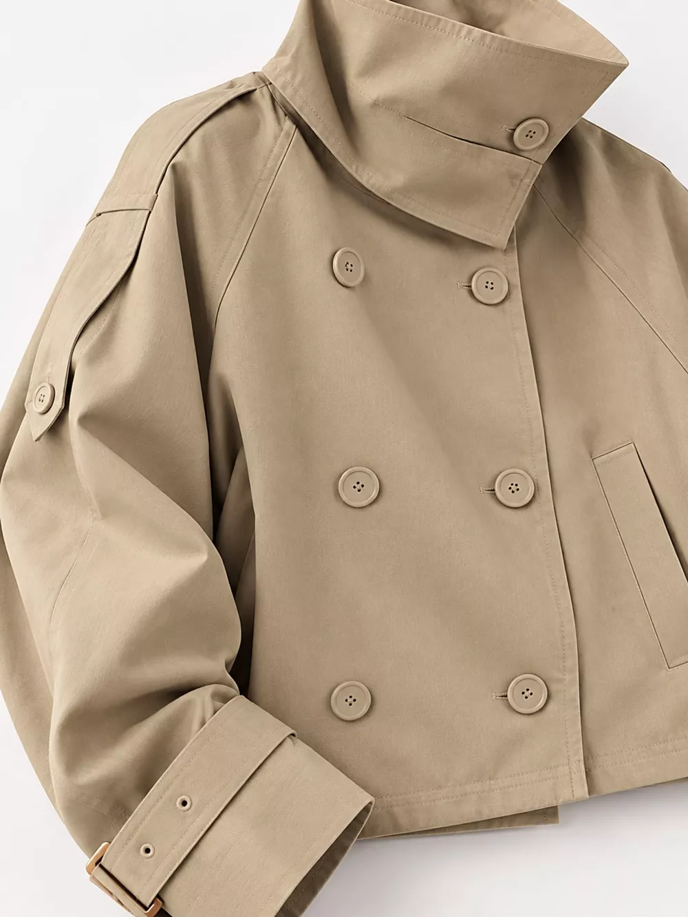 Double-Breasted Cropped Trench Jacket, image 9