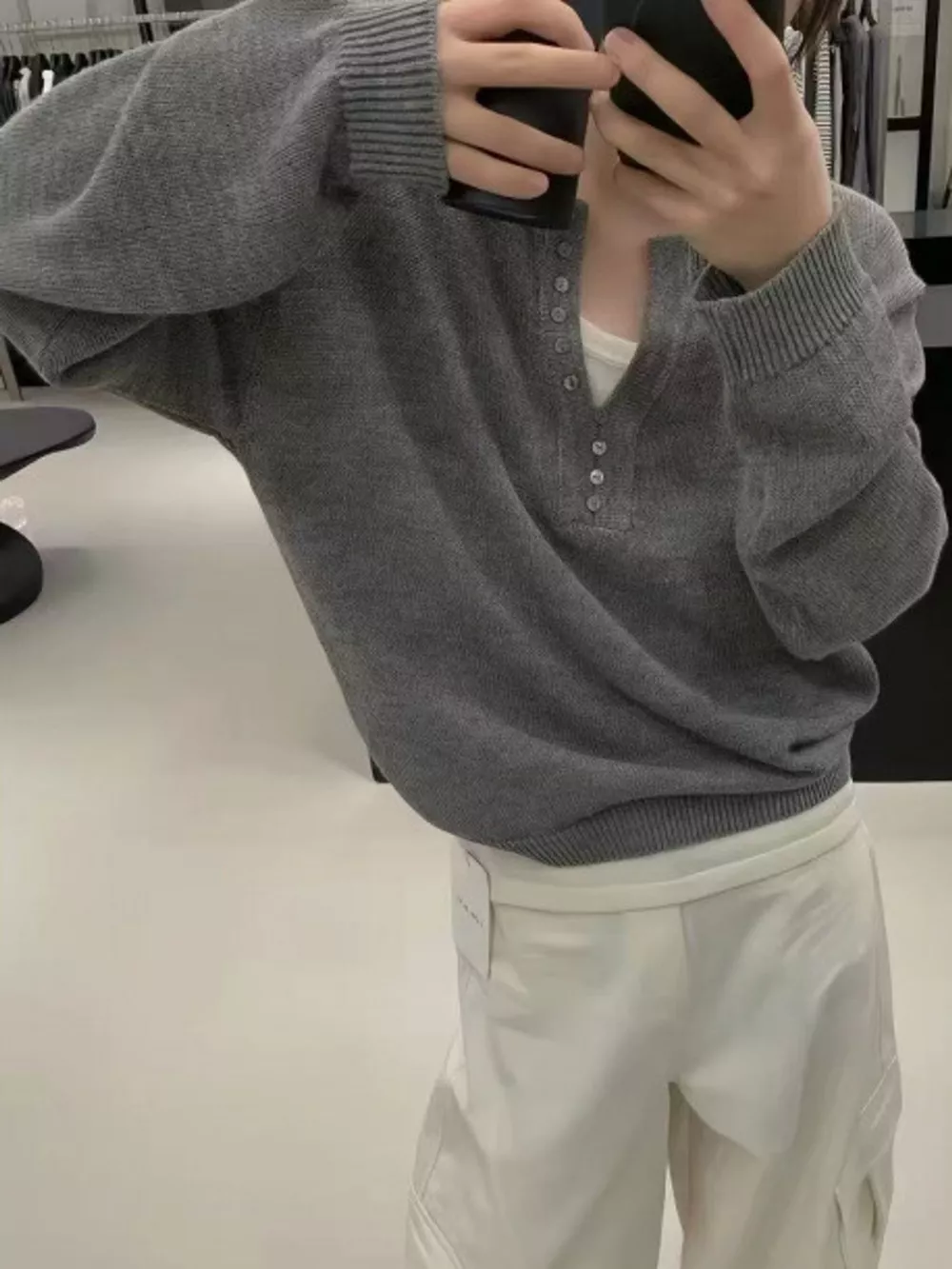 Button Detail Dropped Shoulder Sweater, image 4