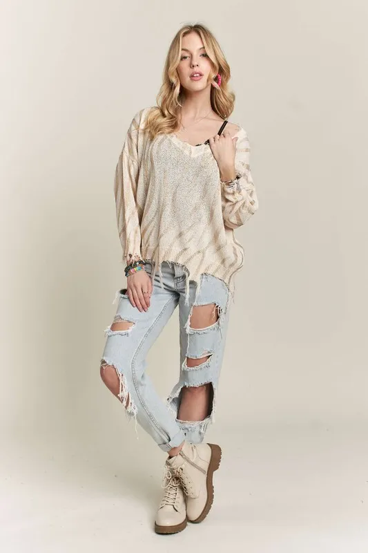 Frayed Zebra Knit Top, image 7