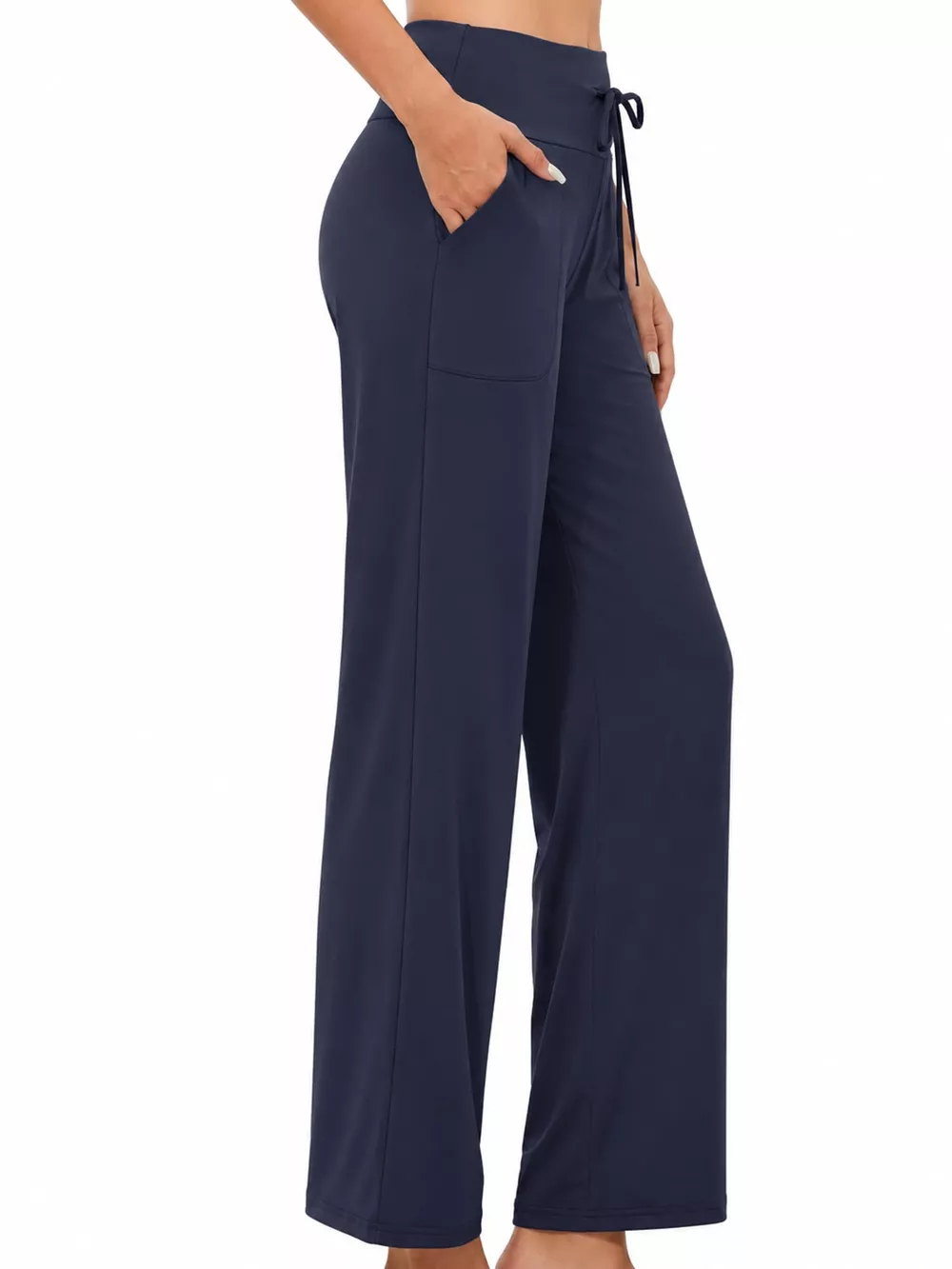 High-Waisted Wide-Leg Lounge Bottoms with Pockets, image 4