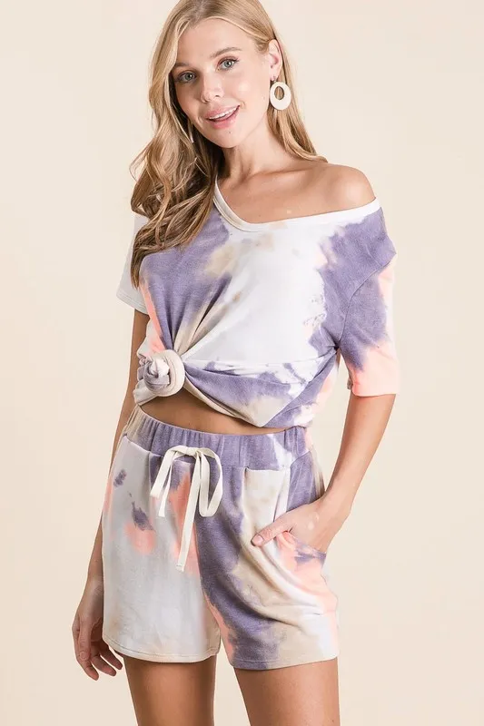Tie Dye Terry Shorts with Drawstring, image 8