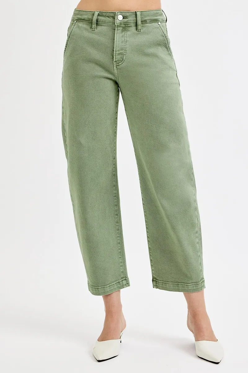 Full Size Tummy Control High Rise Crop Barrel Jeans Plus Size, image 2