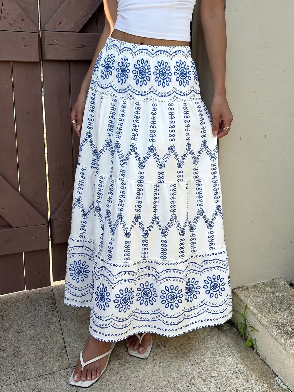 Printed Tiered Maxi Skirt, image 3