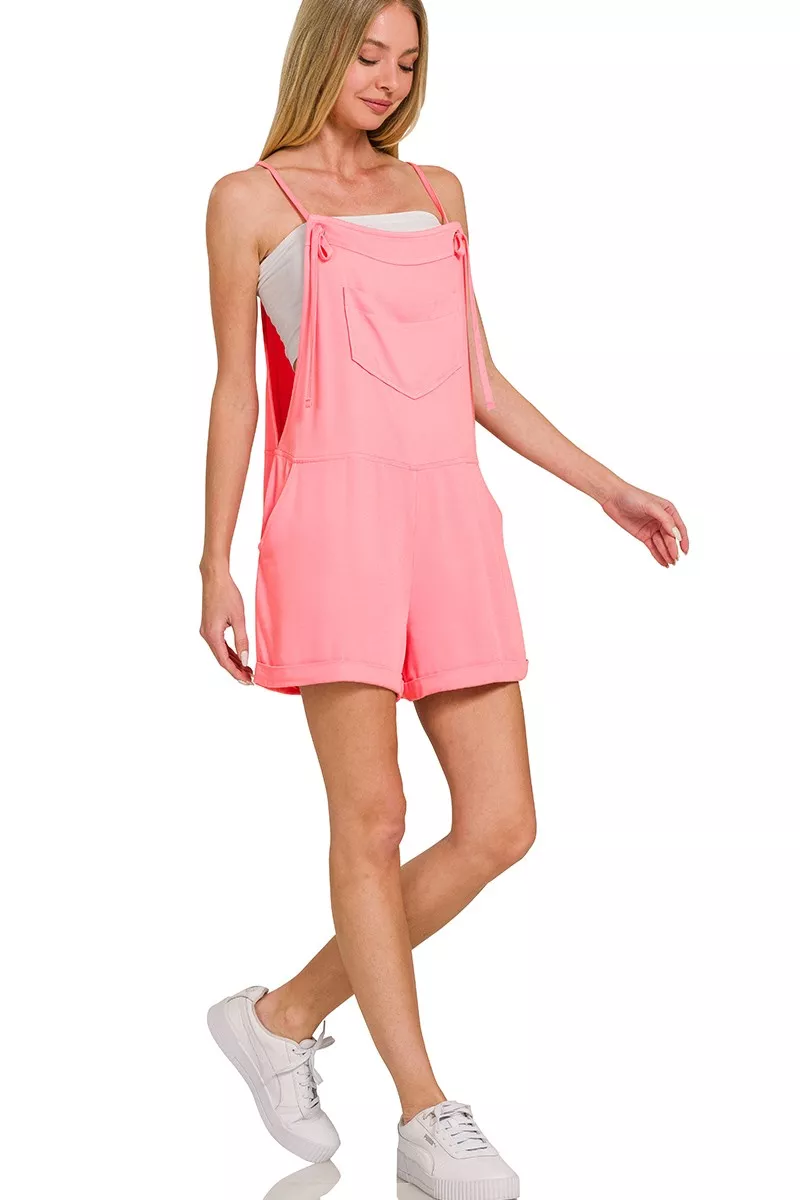 Rayon Woven Romper With Tie Knot Strap, image 2