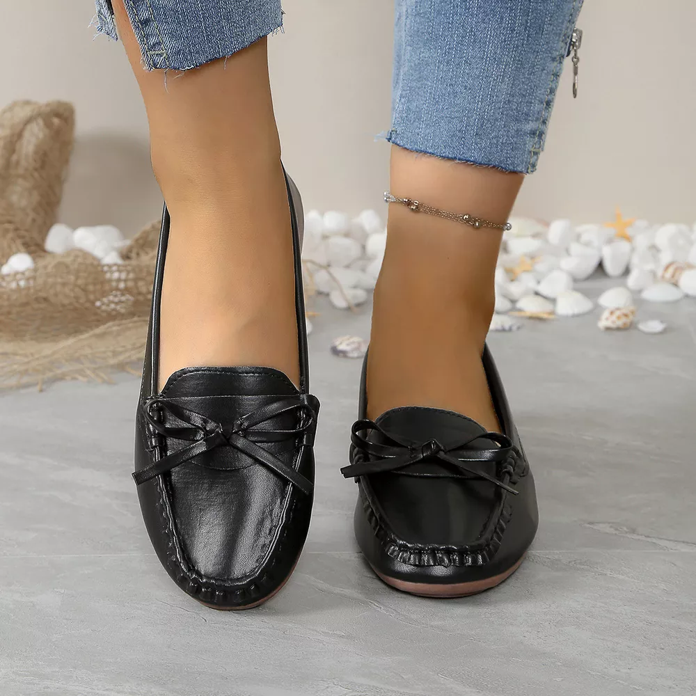 Bow Decor Round Toe Slip-Ons, image 4
