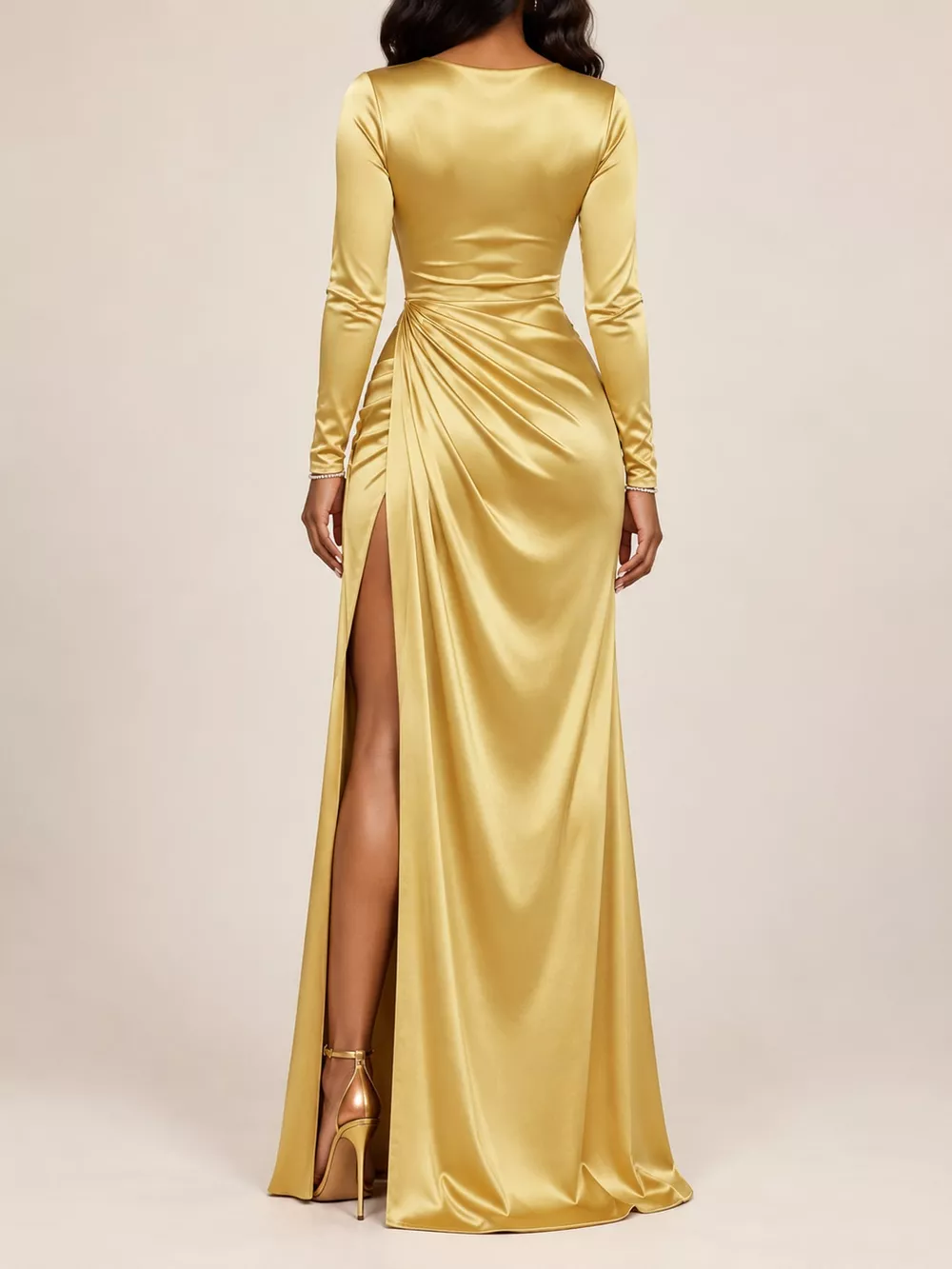 Full Size Satin Cowl Neck High Slit Evening Maxi Dress Plus Size, image 15