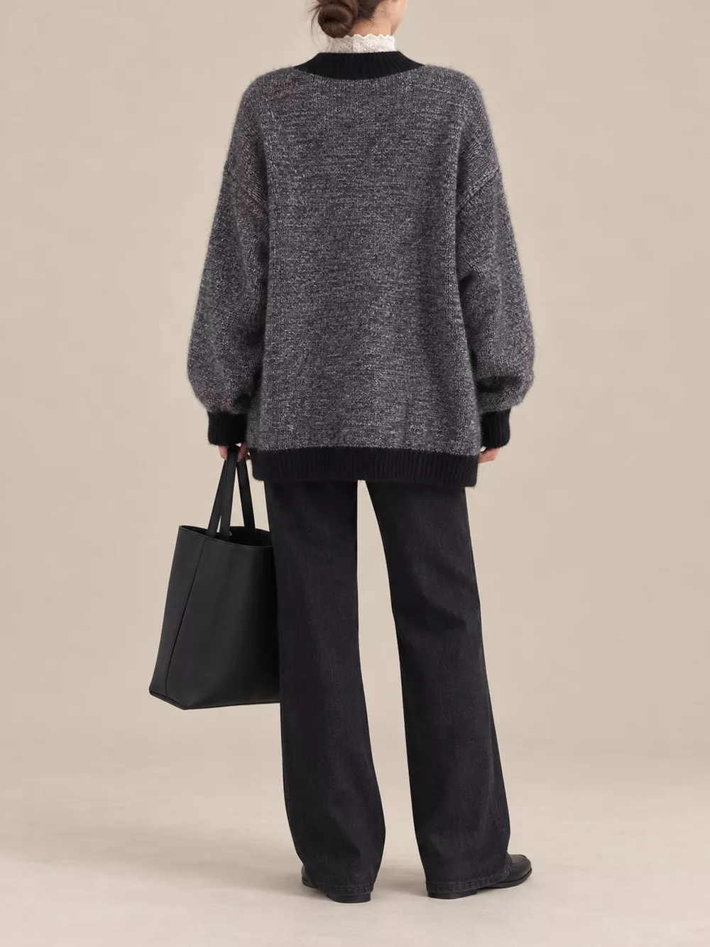 V-Neck Cardigan with Contrast Trim, image 5