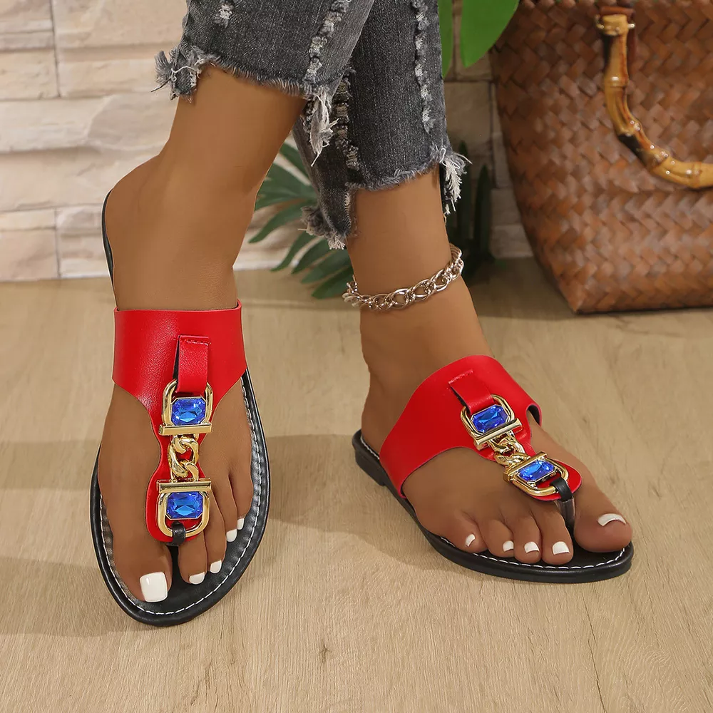 Rhinestone Chain Thong Sandals, image 3