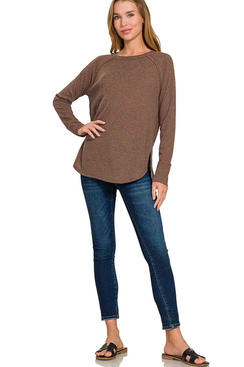 Zenana Baby Waffle Long Sleeve Top, image 3