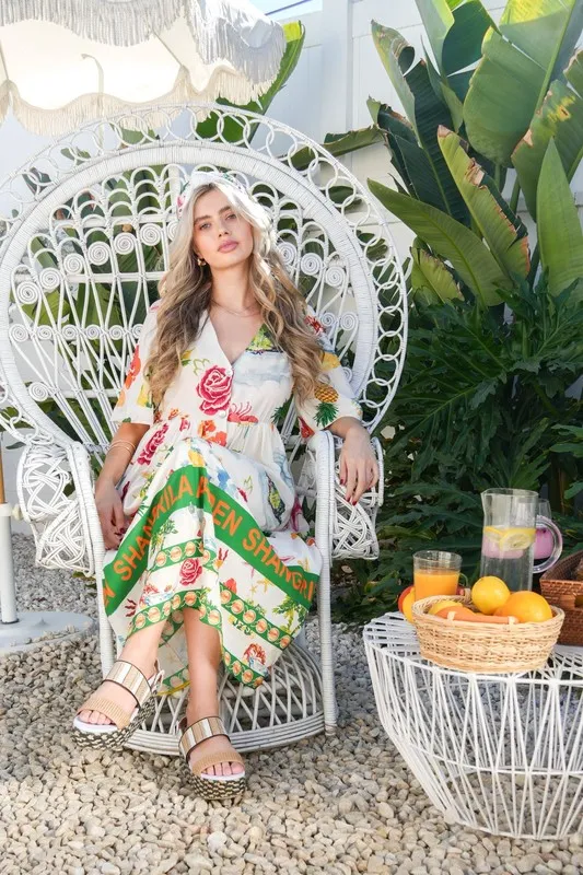 Button Down Printed Midi Dress, image 2