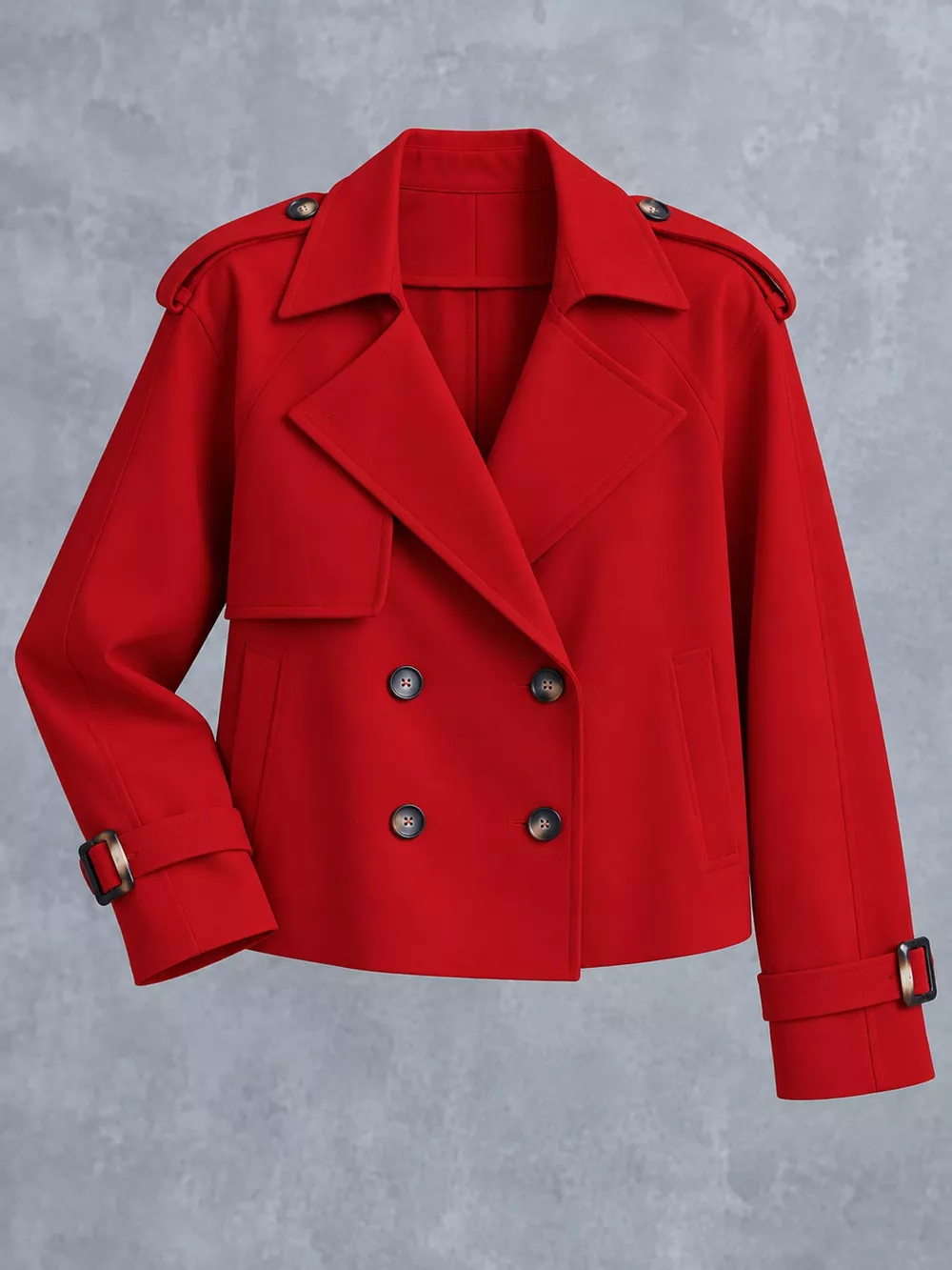 Double-Breasted Cropped Trench Outerwear, image 17