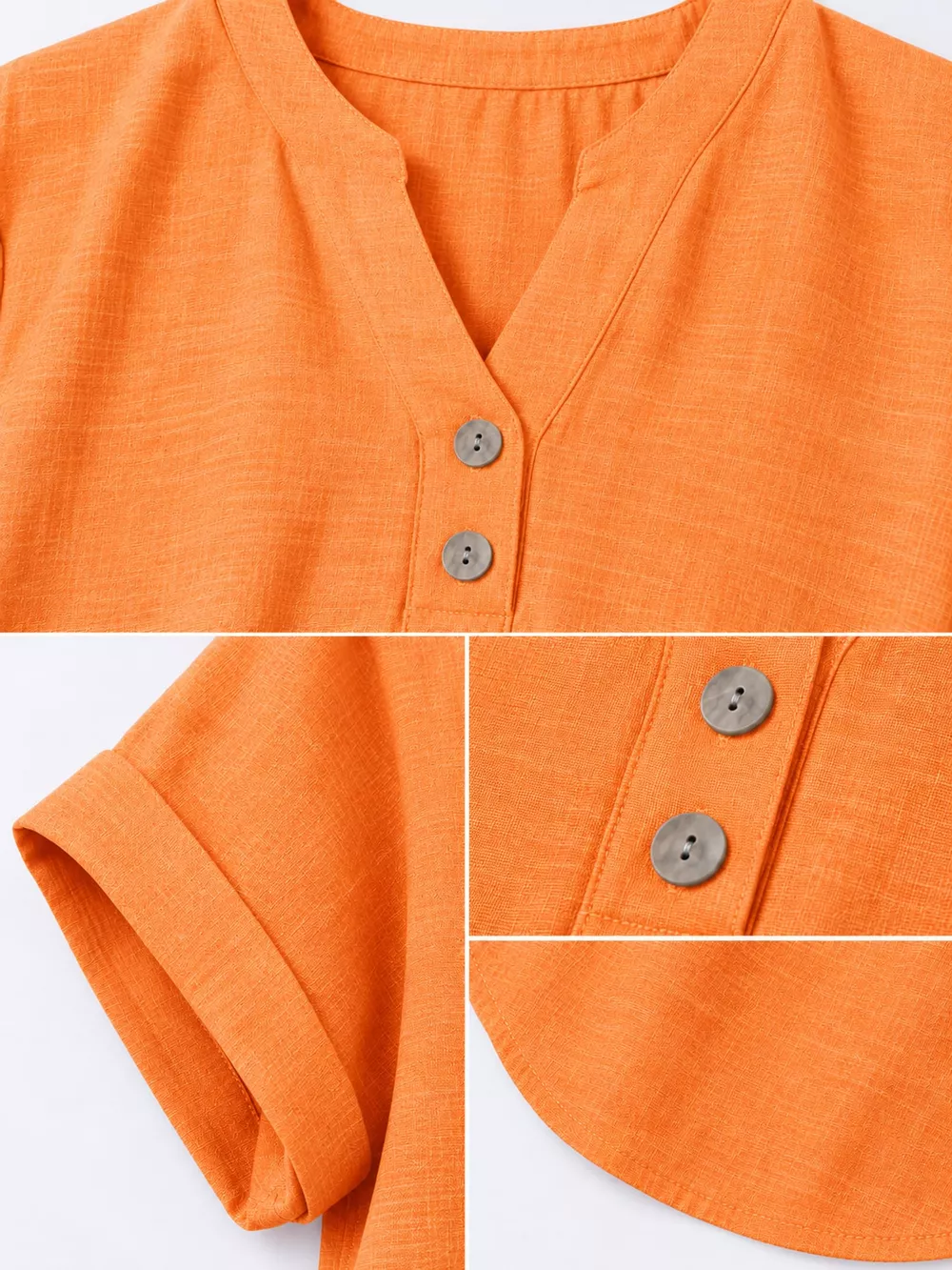 Full Size Button Detail Short Sleeve Blouse Plus Size, image 80