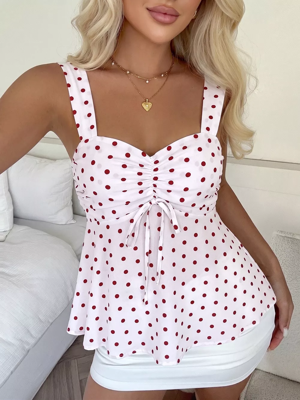 Polka Dot Ruched Cami, image 3