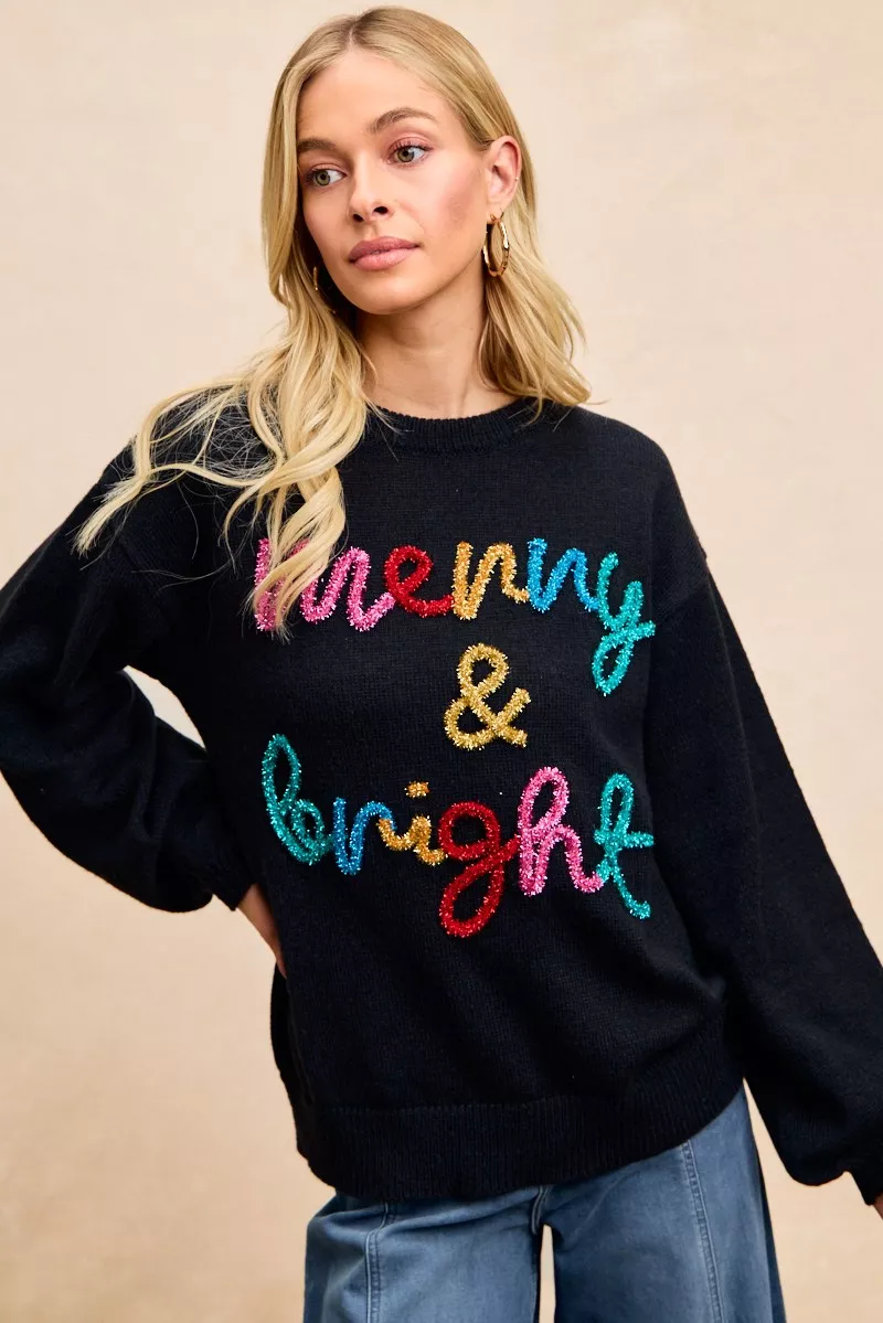 Tinsel Lettering Christmas Sweater, image 6