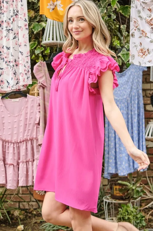 Ruffle Shoulder Smocked Detailed Dress, image 3