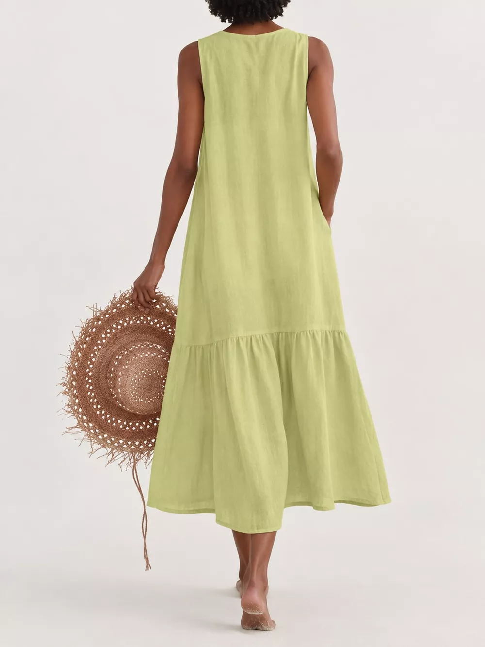 Full Size V-Neck Button Front Sleeveless Midi Dress Plus Size, image 18
