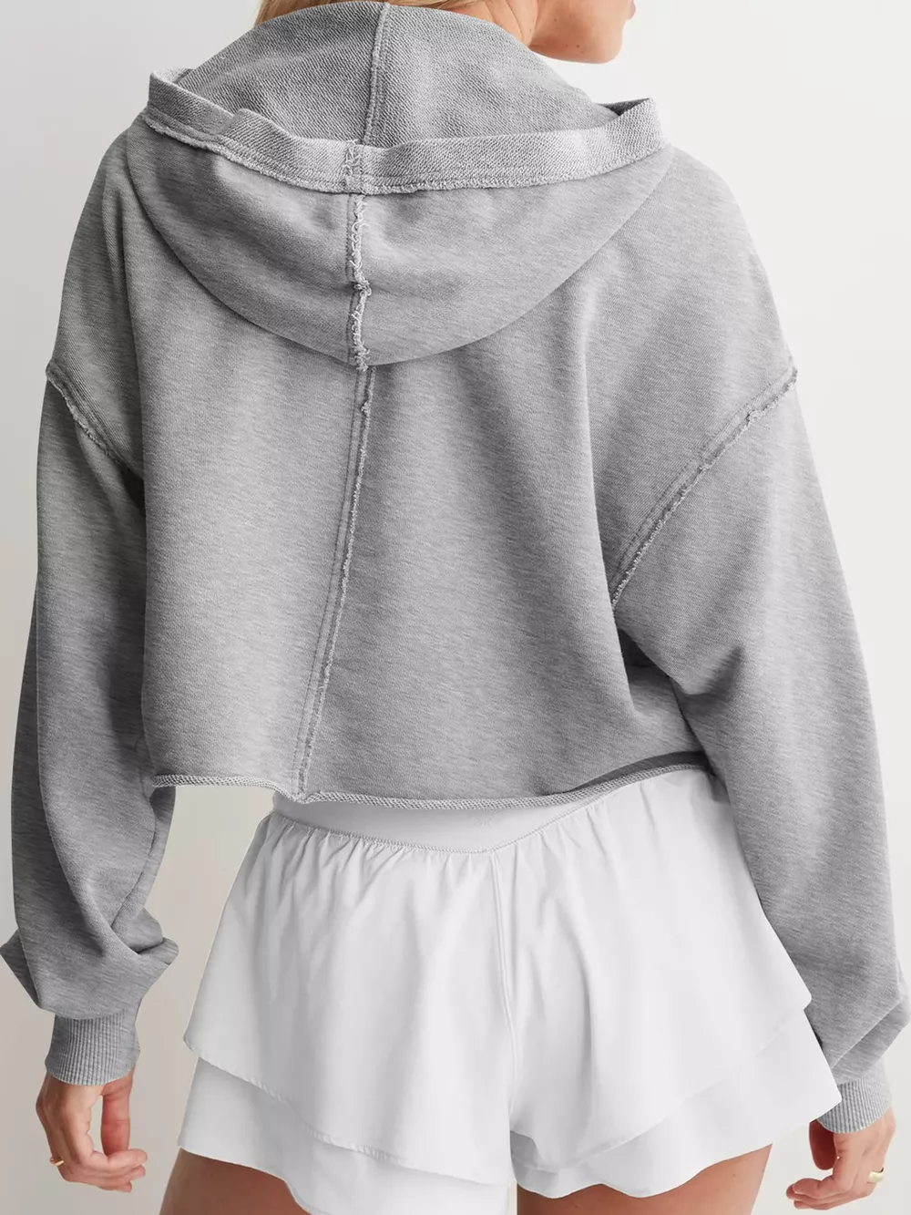 Dropped Shoulder Cropped Hoodie, image 13