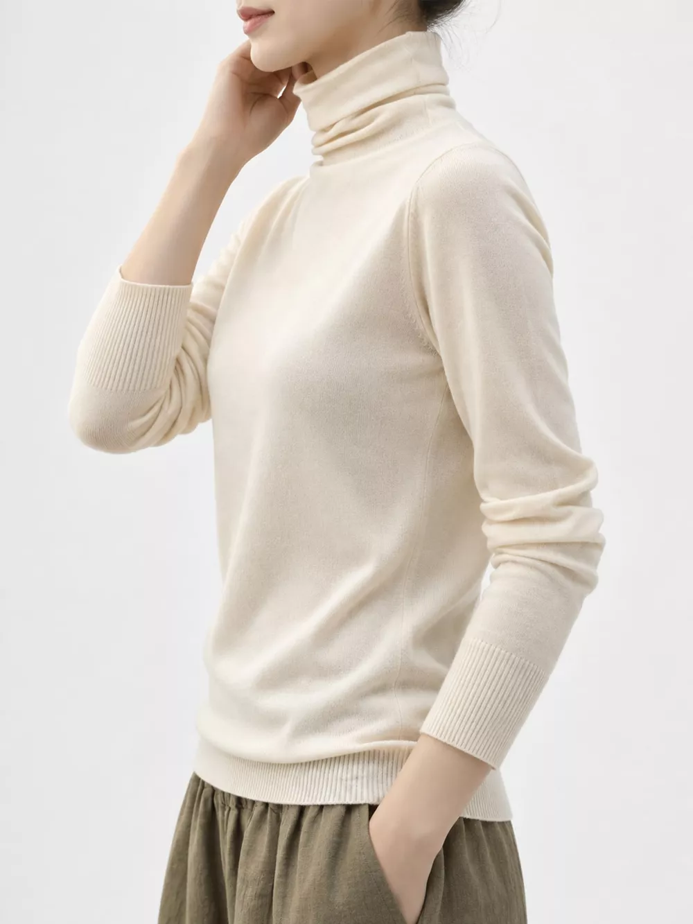 Full Size Slim-Fit Turtleneck Knit Top Plus Size, image 47