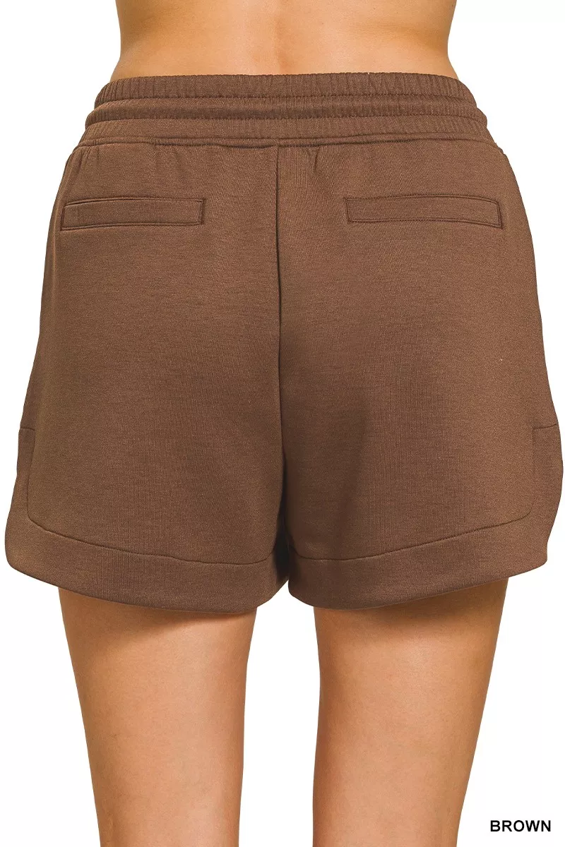 Scuba Elastic Waistband Shorts With Pocket, image 3