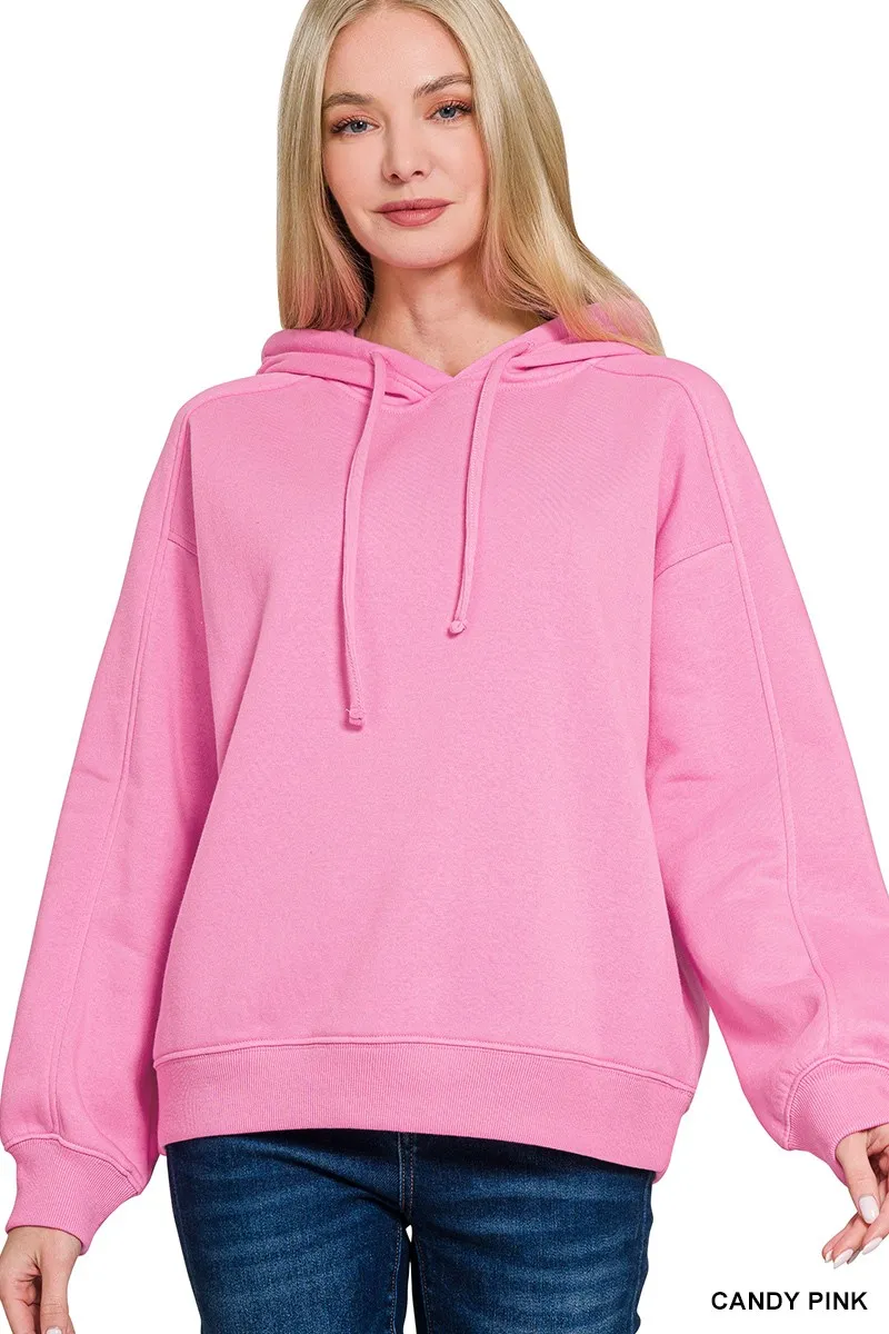 Drawstring Relaxed Fit Fleece Hoodie