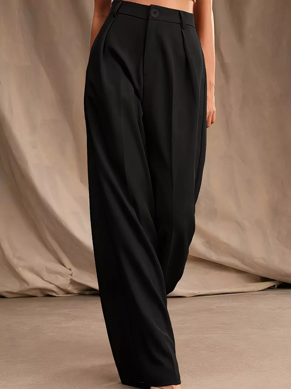 High-Waisted Pleated Wide-Leg Pants