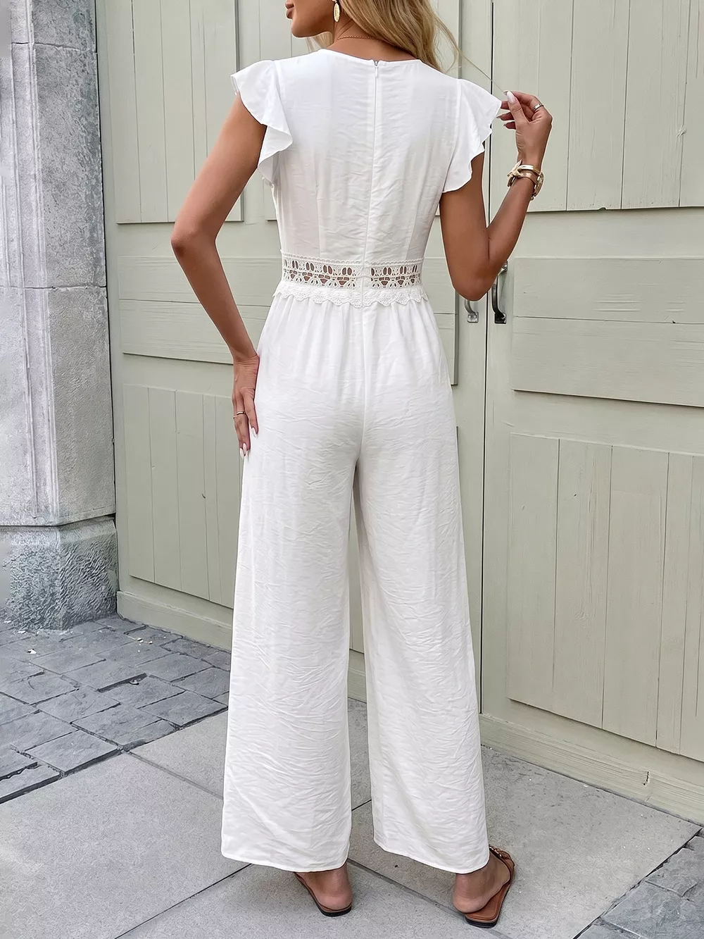 Lace Trim Wide Leg Jumpsuit, image 5