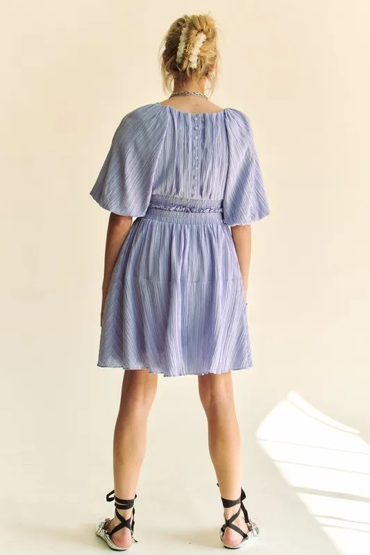Back Button Puff Sleeve Mini Dress, image 3
