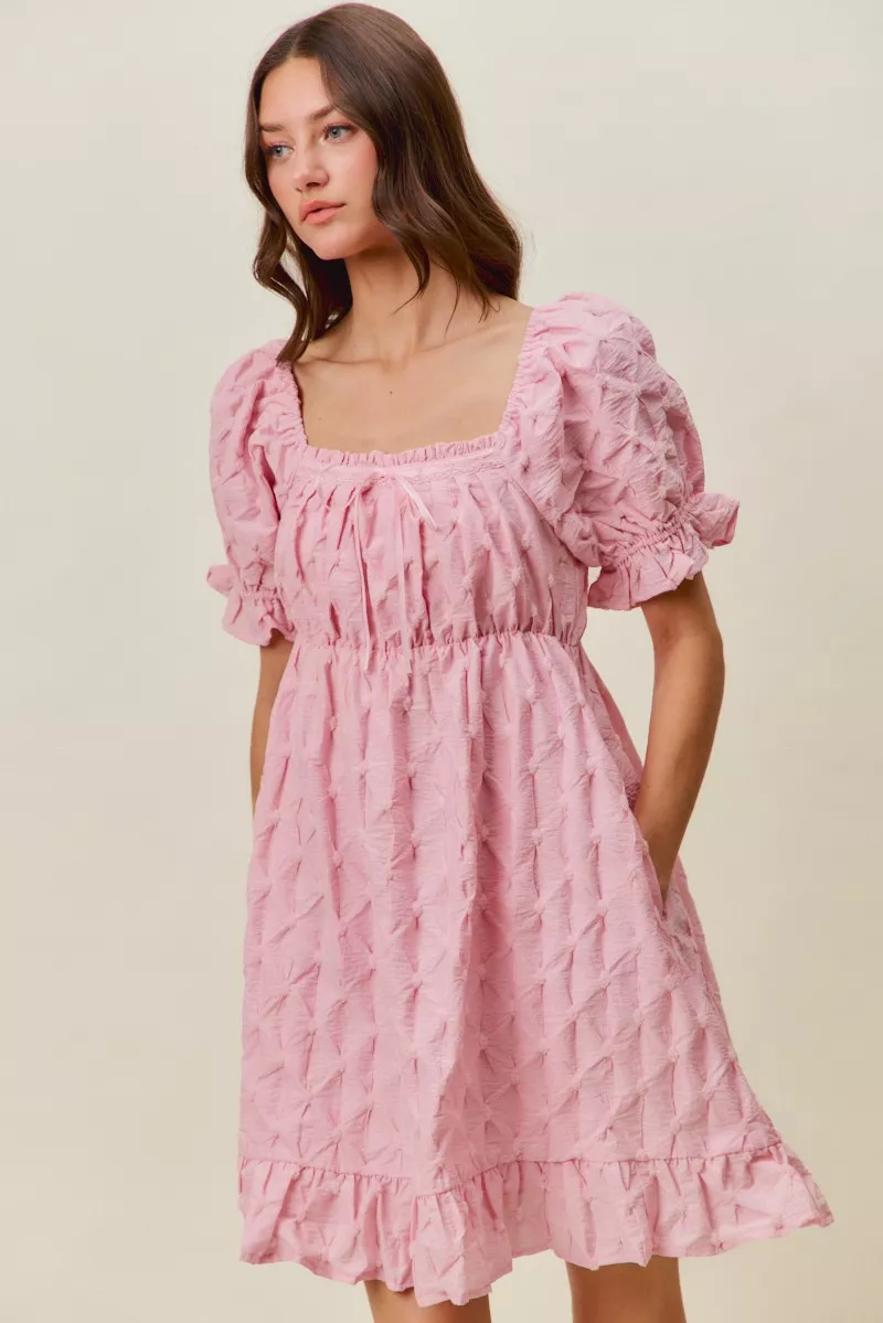Texture Woven Ruching On Bust Mini Dress, image 4