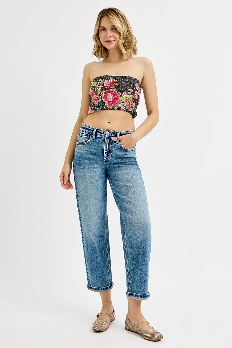 Full Size High Rise Crop Boyfriend Jeans Plus Size, image 2