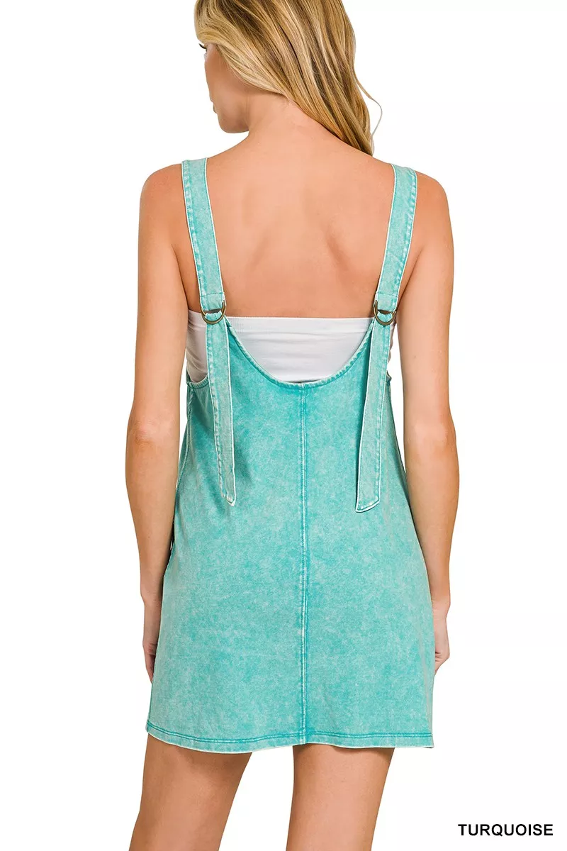 Acid Washed Overall Knit Mini Dress, image 3