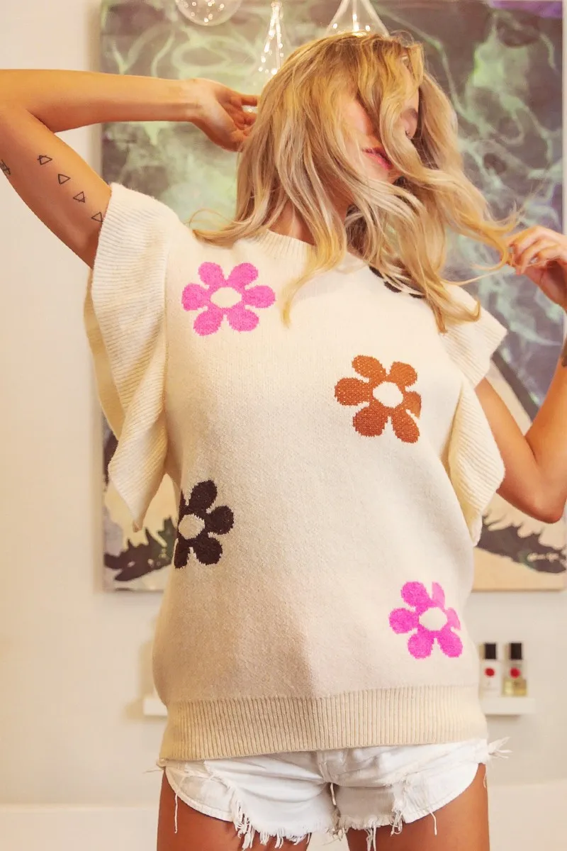 BiBi Flower Printed Ruffled Sleeves Top, image 9