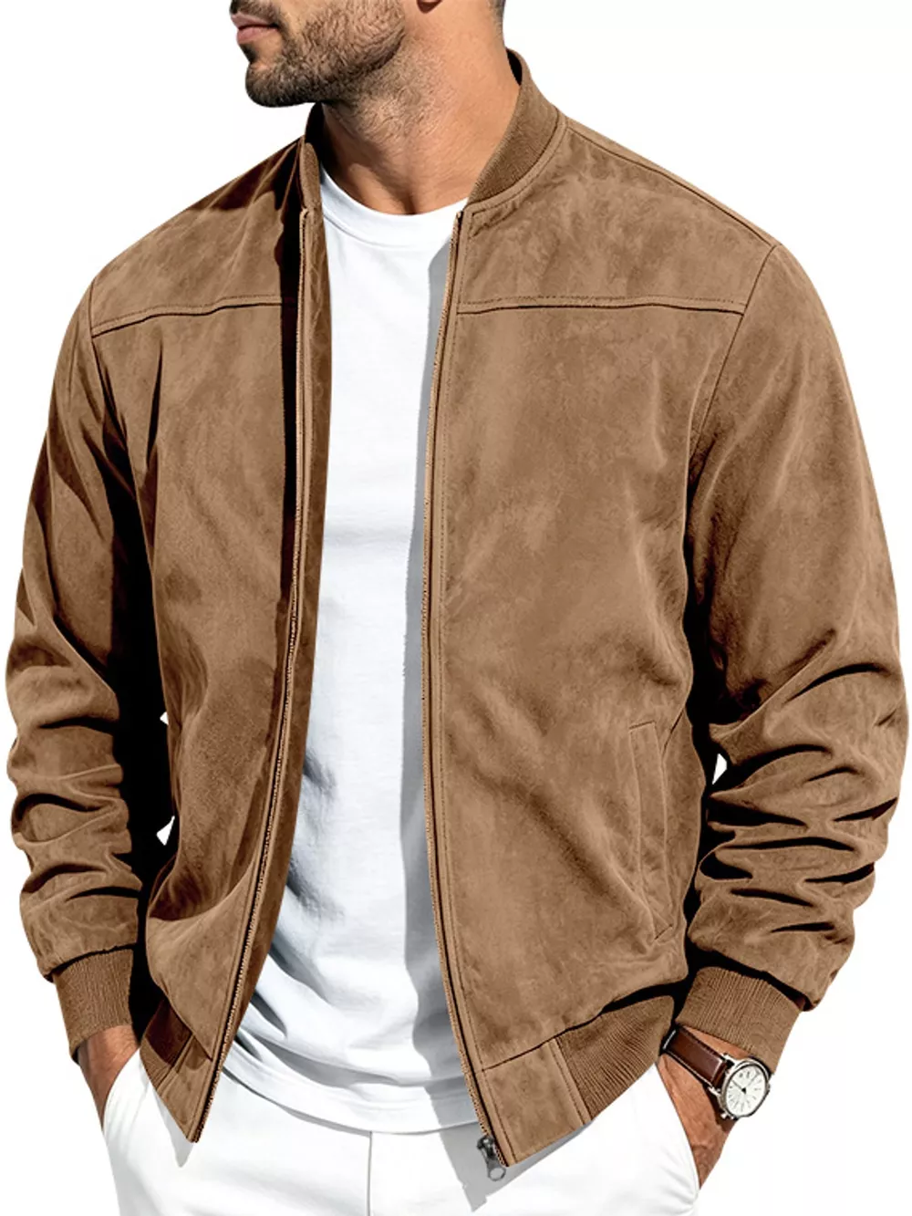 Men's Full Size Zip Up Long Sleeve Jacket Plus Size, image 22