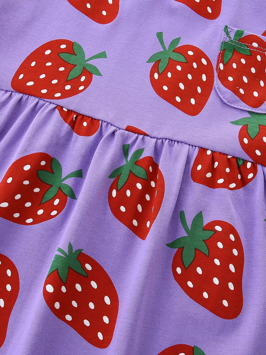 Children's Strawberry Print Short Sleeve Dress, image 5