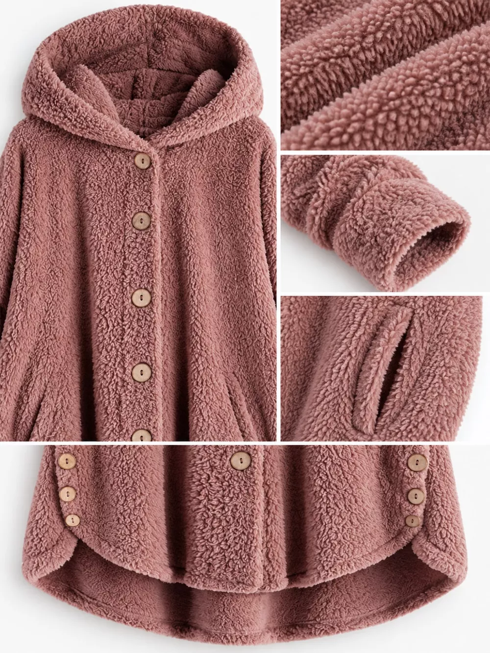 Full Size Fleece Button Up Hooded Outerwear Plus Size, image 8