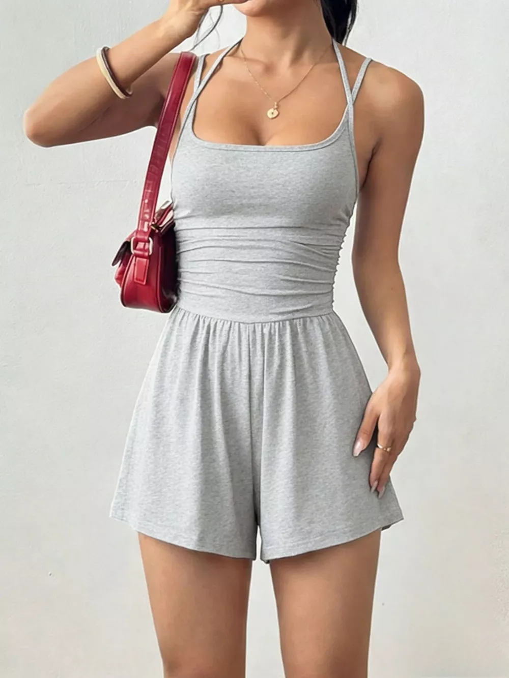 Ruched Spaghetti Strap Romper, image 19