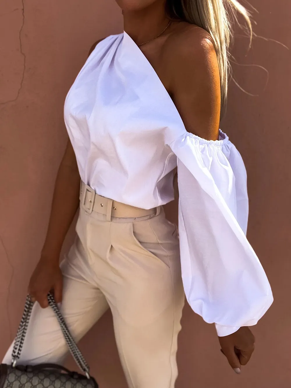 One Shoulder Puff Sleeve Blouse, image 6