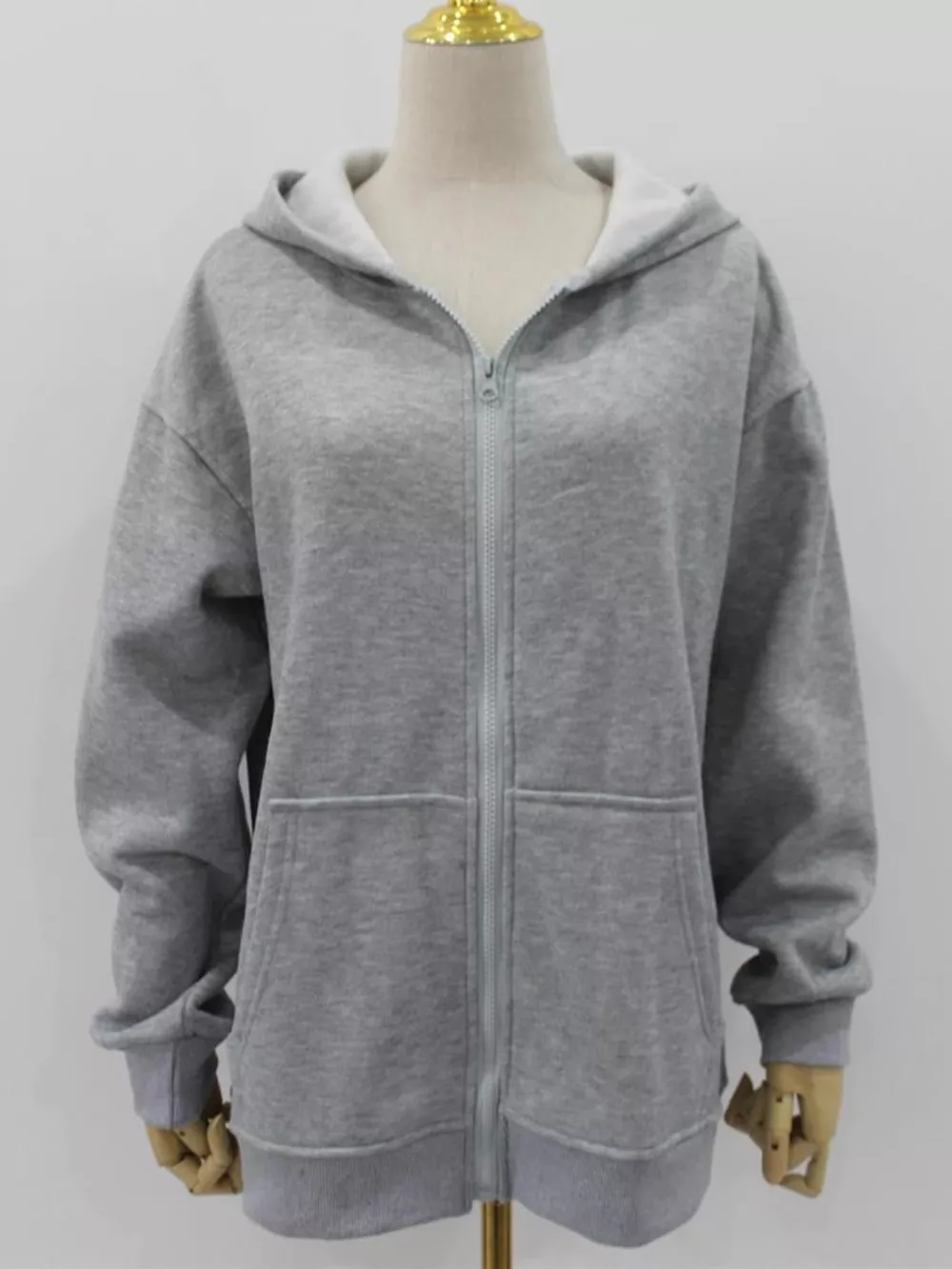 Full Size Zip-Up Dropped Shoulder Hoodie Plus Size, image 24