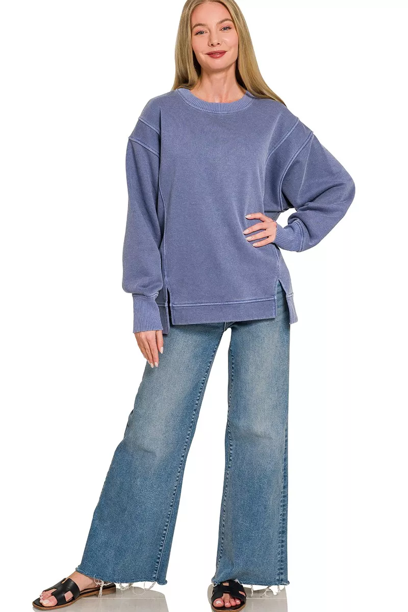Pigment Dye Exposed-seam Fleece Sweatshirt, image 3