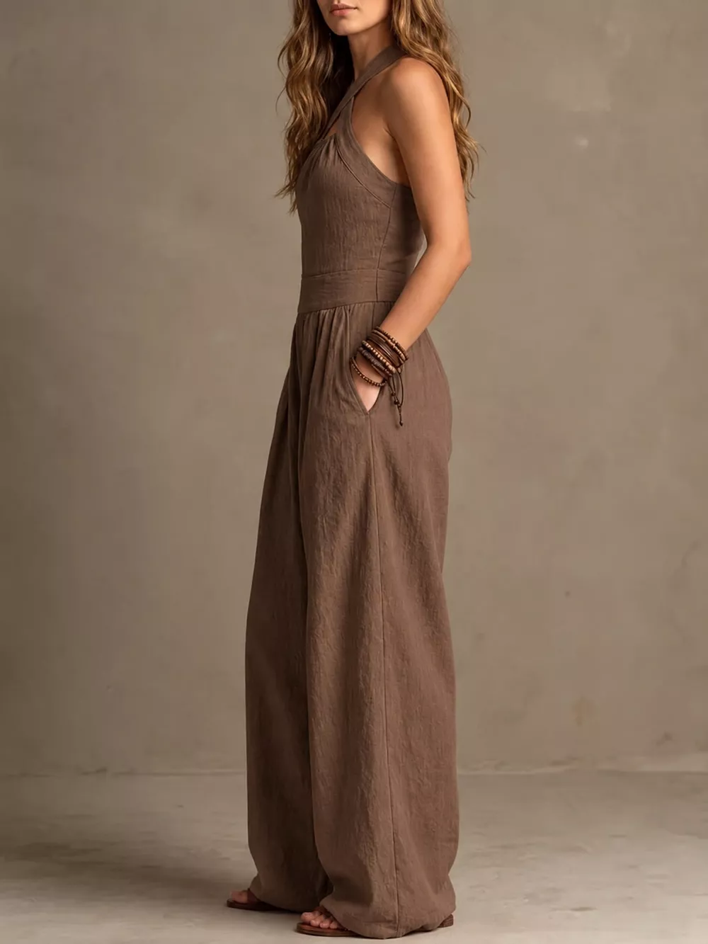 Full Size Halter Neck Wide-Leg Jumpsuit Plus Size, image 41
