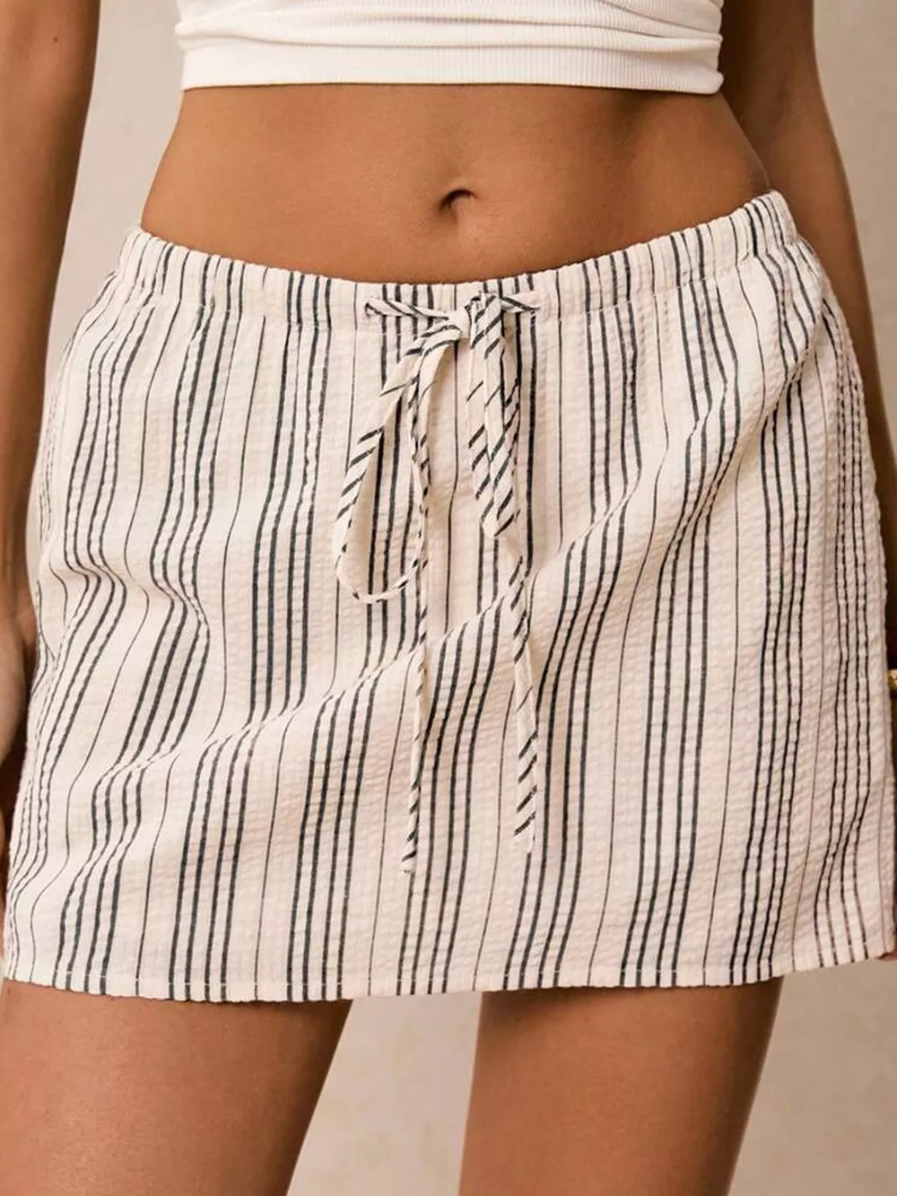 Striped Drawstring Mini Skort, image 3